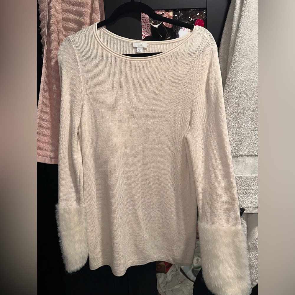 Sweater with Faux Fur Cuffs